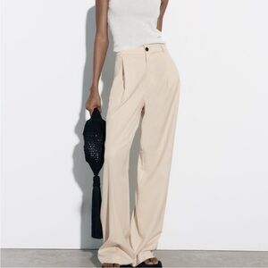 ZARA NEW WOMAN SS23 VANILLA FULL LENGTH TROUSERS, Size Small